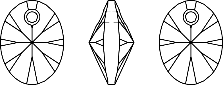 Swarovski Crystal Pendants - 6028 - Xilion Oval Line Drawing